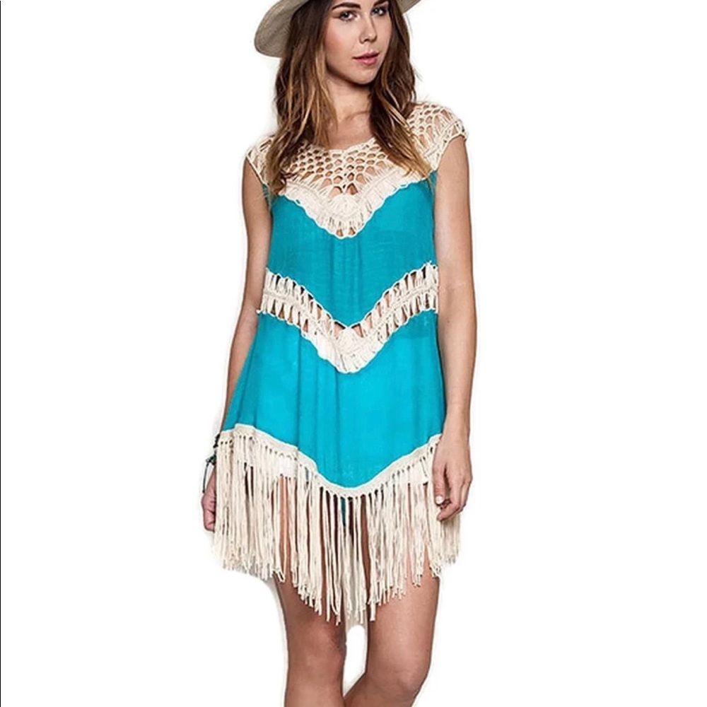 Umgee USA Crochet Tunic Tank Top/Dress Free Gypsy